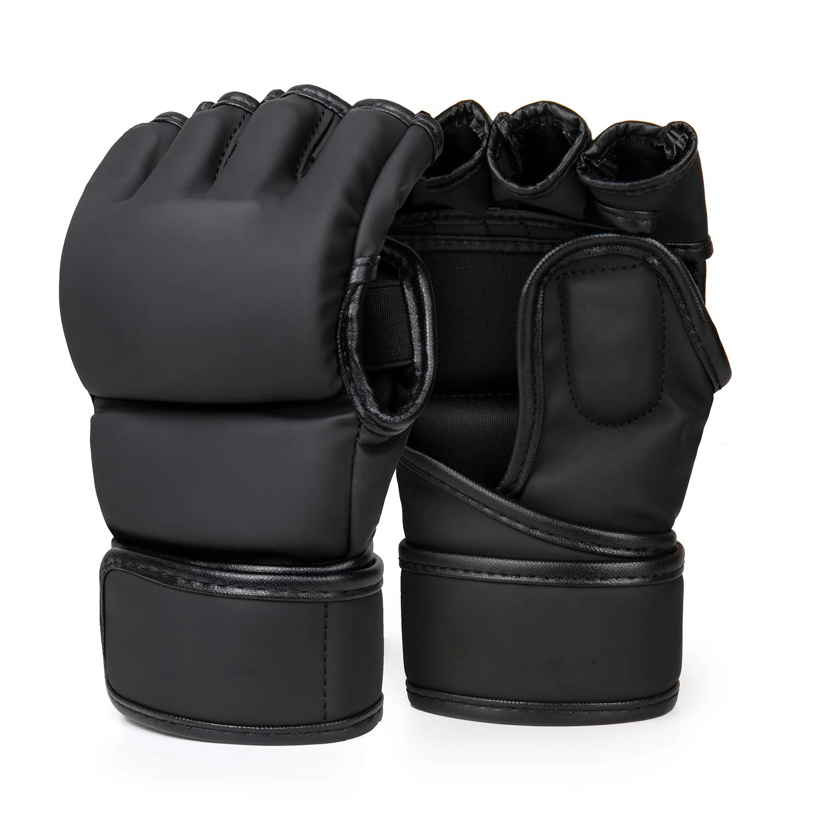 Custom made Professional winning MMA  Half Finger Boxing Gloves Training and Fighting High Quality PU and Cowhide Leather Gloves