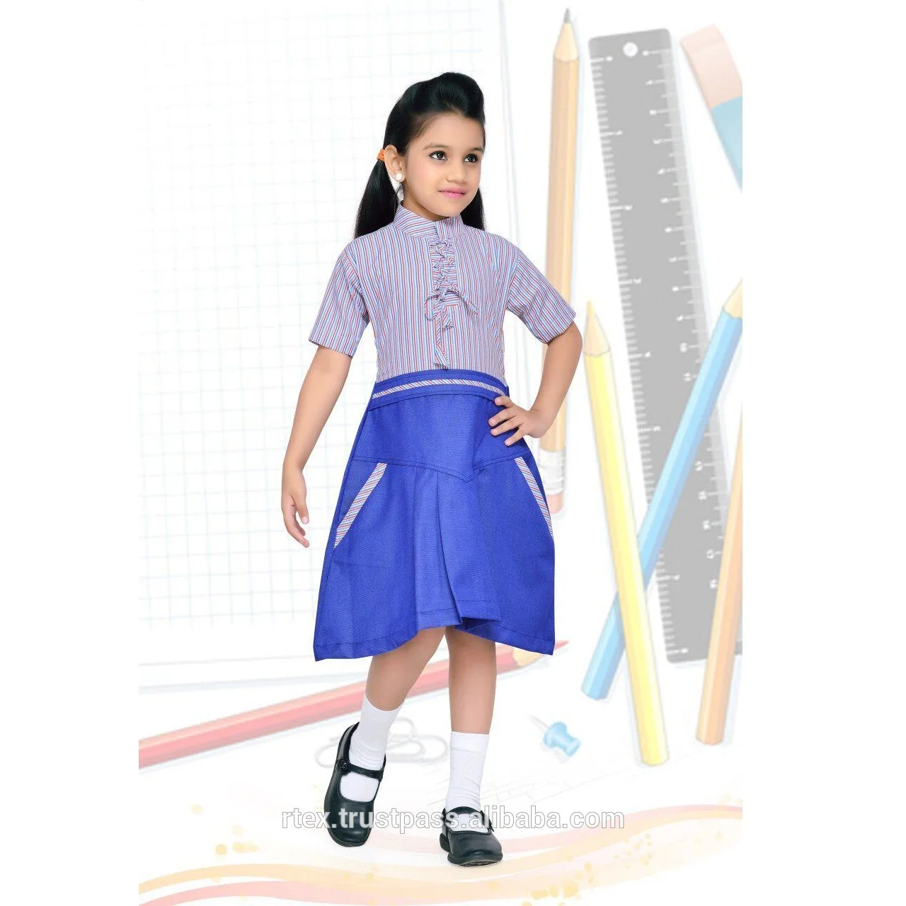 
White school uniform set for boys and girls of all ages with school logo - S37 