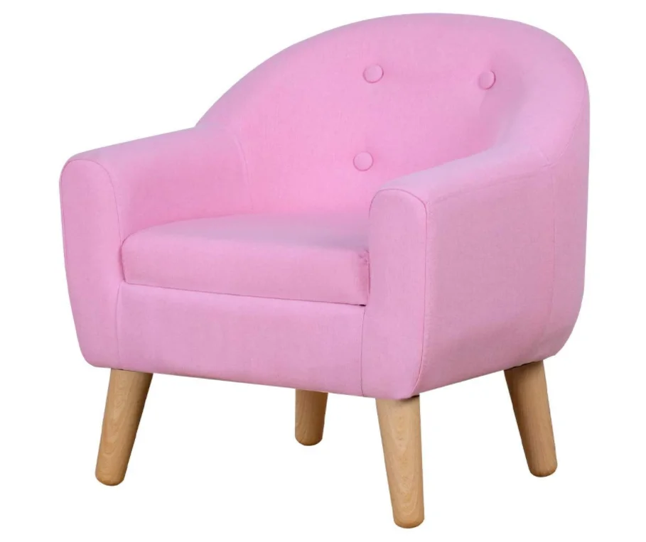 
Durable Single Upholstered Kids Mini Sofa and Chair with Wooden Frame and Linen Fabric, Ideal Children Seat for Children Gift 
