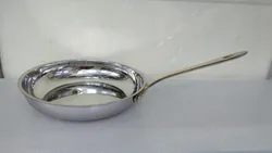 Stainless Steel Metal Round Shape Sauce Pan Serving Bowl With Big Brass Handle HORECA