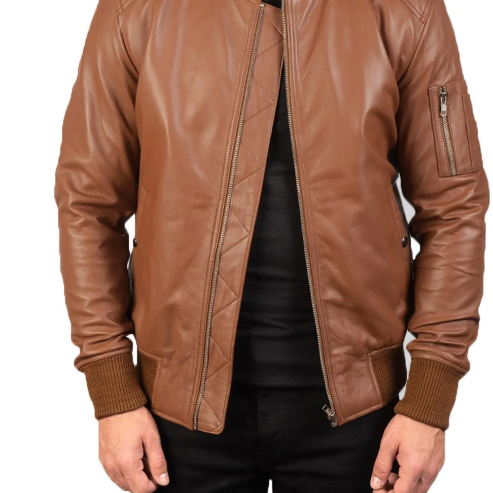 Red Color Genuine Leather Jacket Men Leather Jackets