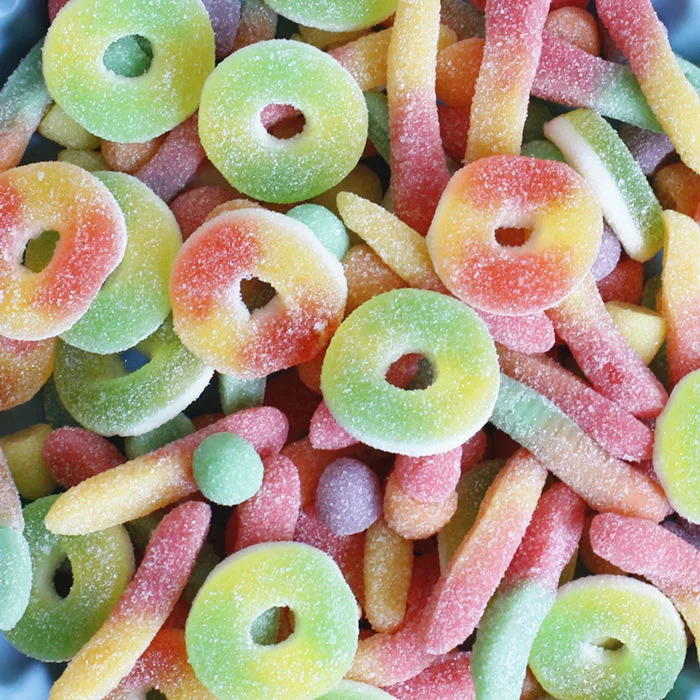 
Mixed shape sweet and sour fruit flavor fudge soft candy 