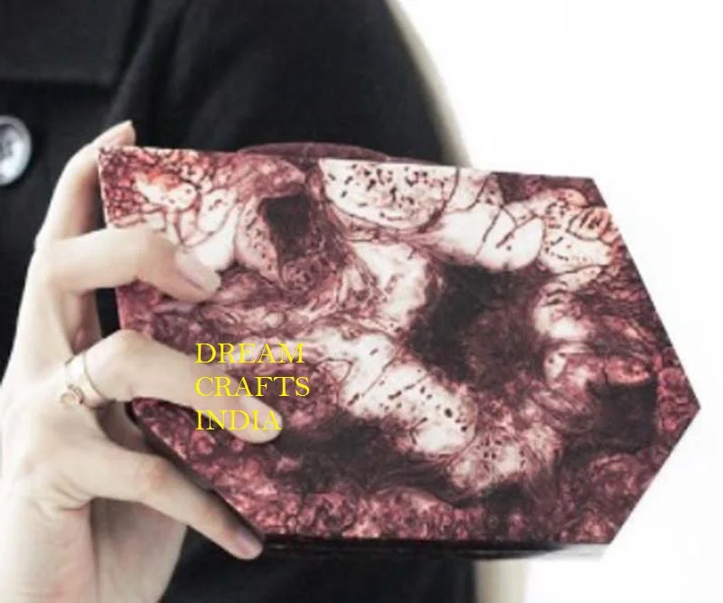 Clutch Bag  Marble Color Resin Geometric  Shape  Acrylic  Marble Color  Evening bag with Gold Strap for Party