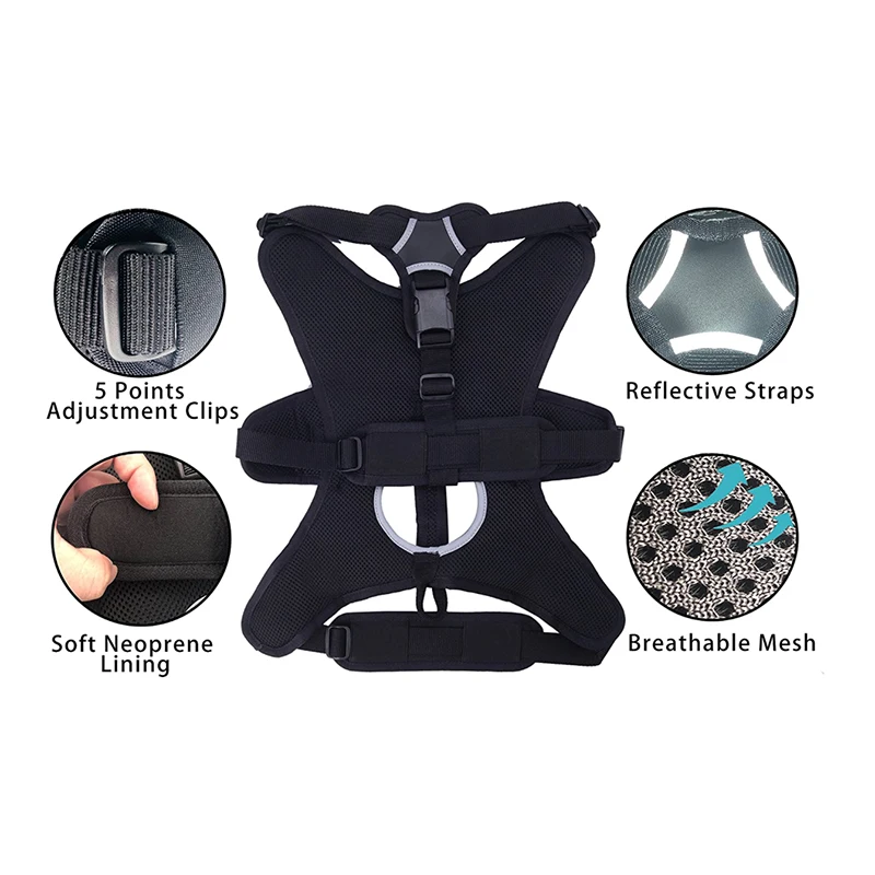 
Derun top quality pet harness vest neoprene design, comfortable and breathable, adjustable explosion-proof buckle, durable 