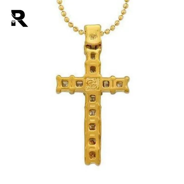  Кулон с алмазным крестом Prindess желтое золото 18 К 1 75 CTW желтый золотой крест