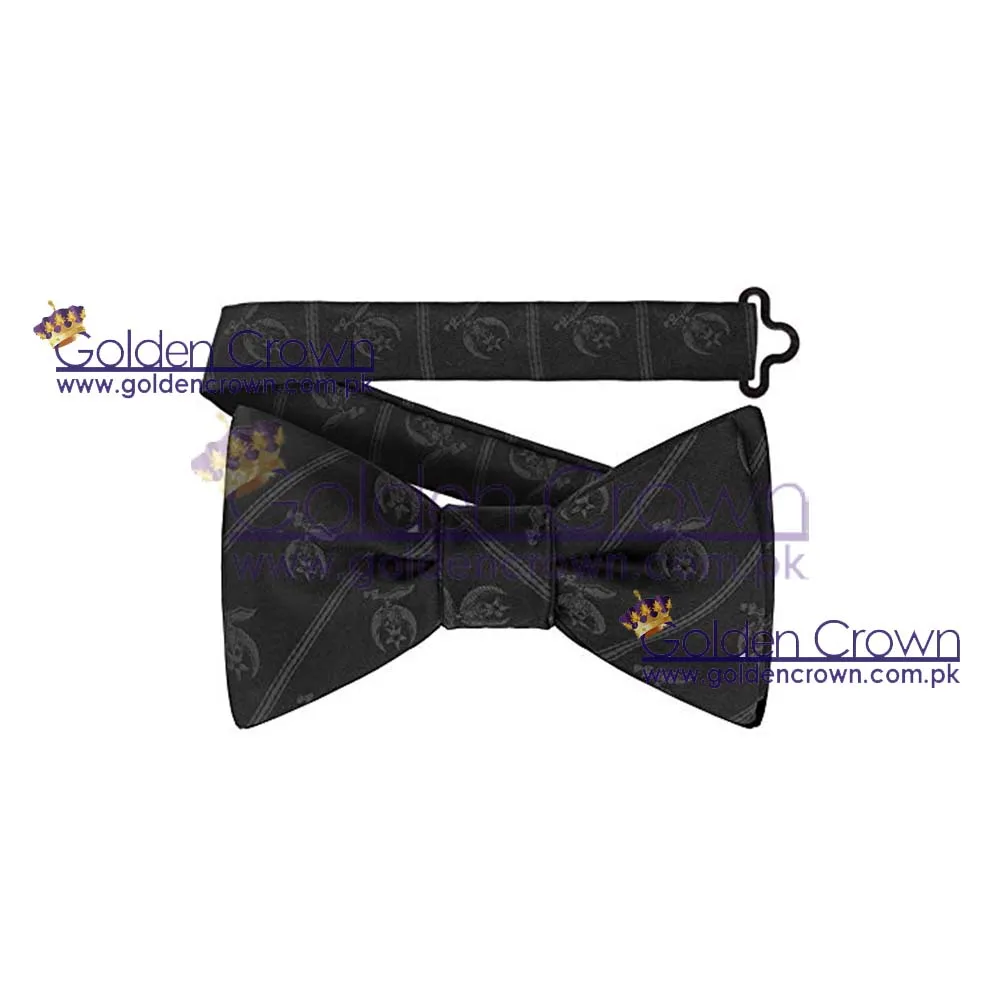 Custom Wholesale Shriner Silk Bow Tie (Pre-Tied) - Black | Masonic Bow Ties Supplier