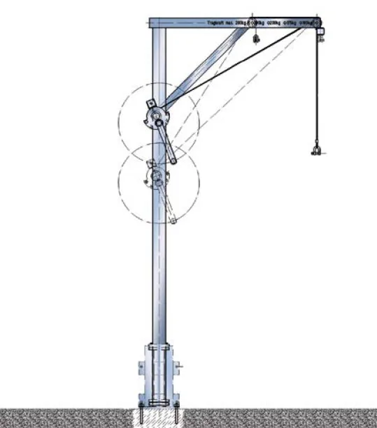 Swivel jib crane made of aluminium alloy, max. 160 kg, 600 - 1000 mm