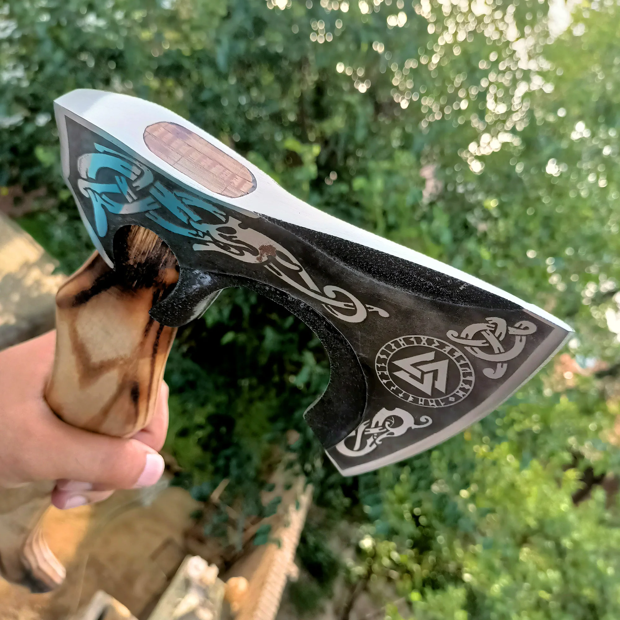 Топор викингов из углеродистой стали ручной работы на заказ топор с медью для выживания природе деревянной ручкой оптовая продажа подарок