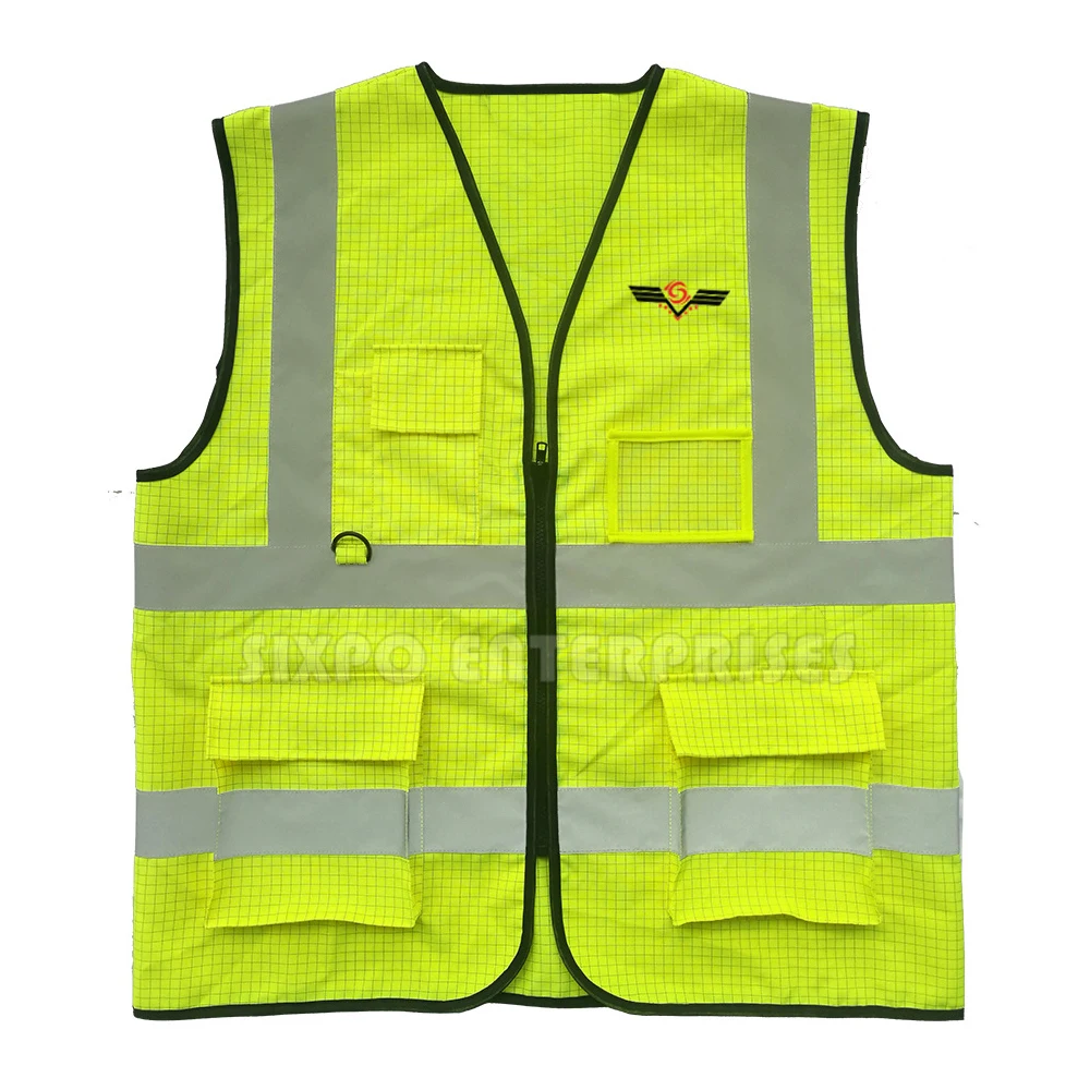 High Visibility Reflective Vest With Pockets and Zipper Anti Static Safety Vest safety work mesh reflective vest