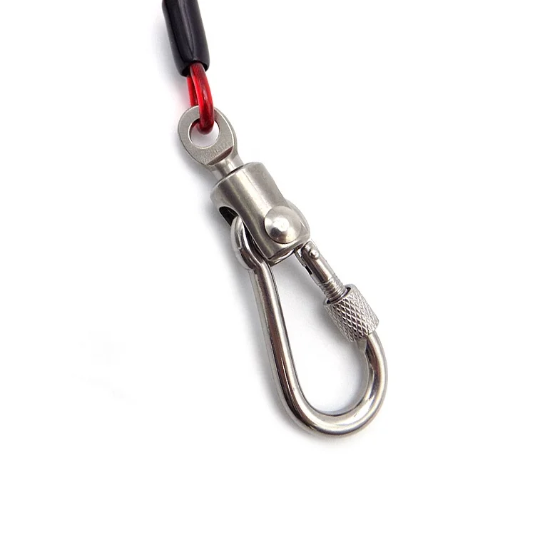 
Safety Protection PVC Coated Metal Carabiners Steel Spring Safety Coil Tool Lanyard 