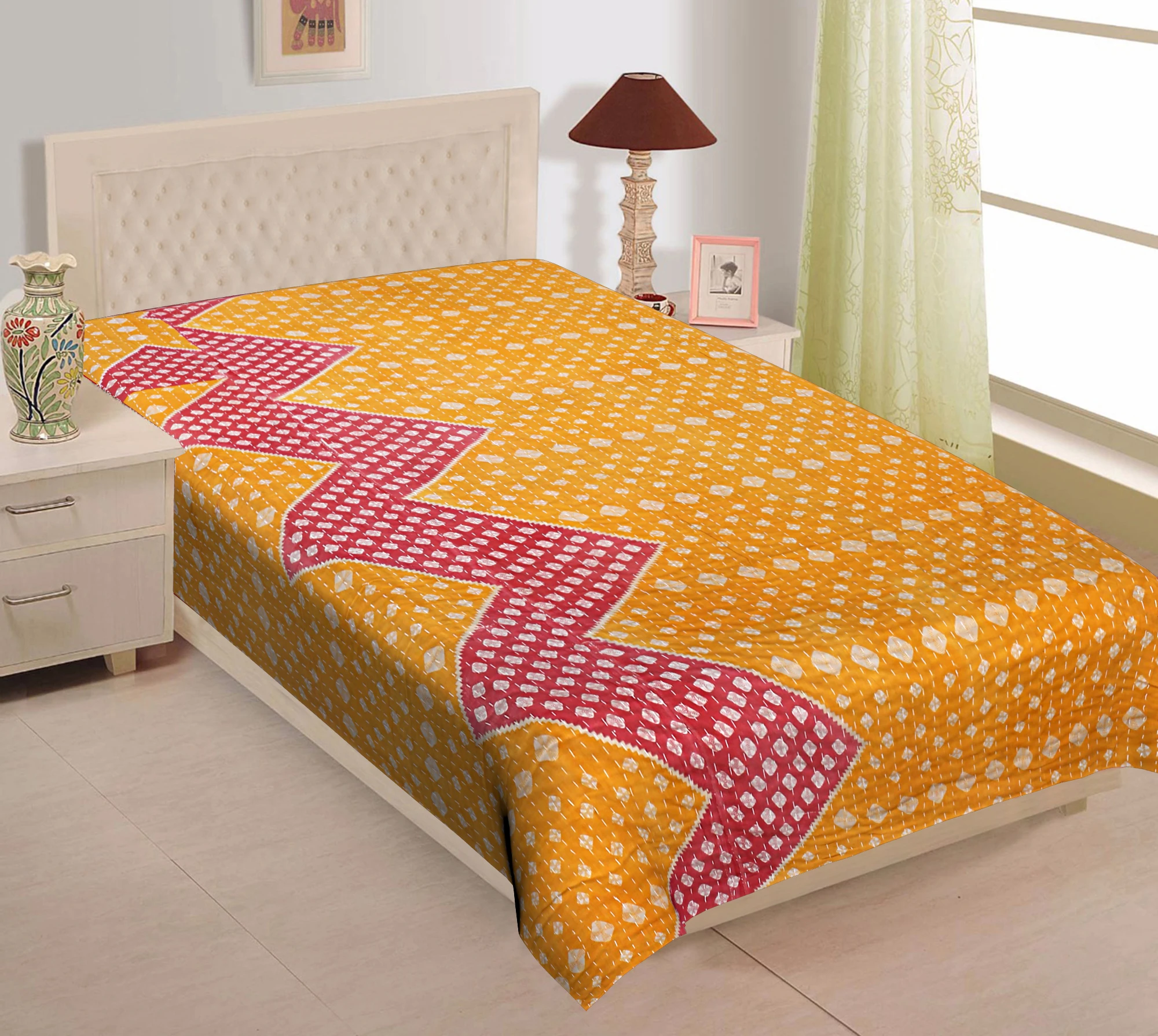 Wholesale Lot Of Indian Vintage Kantha Quilt Handmade Throw Reversible Blanket Bedspread Cotton Fabric BOHEMIAN quilt