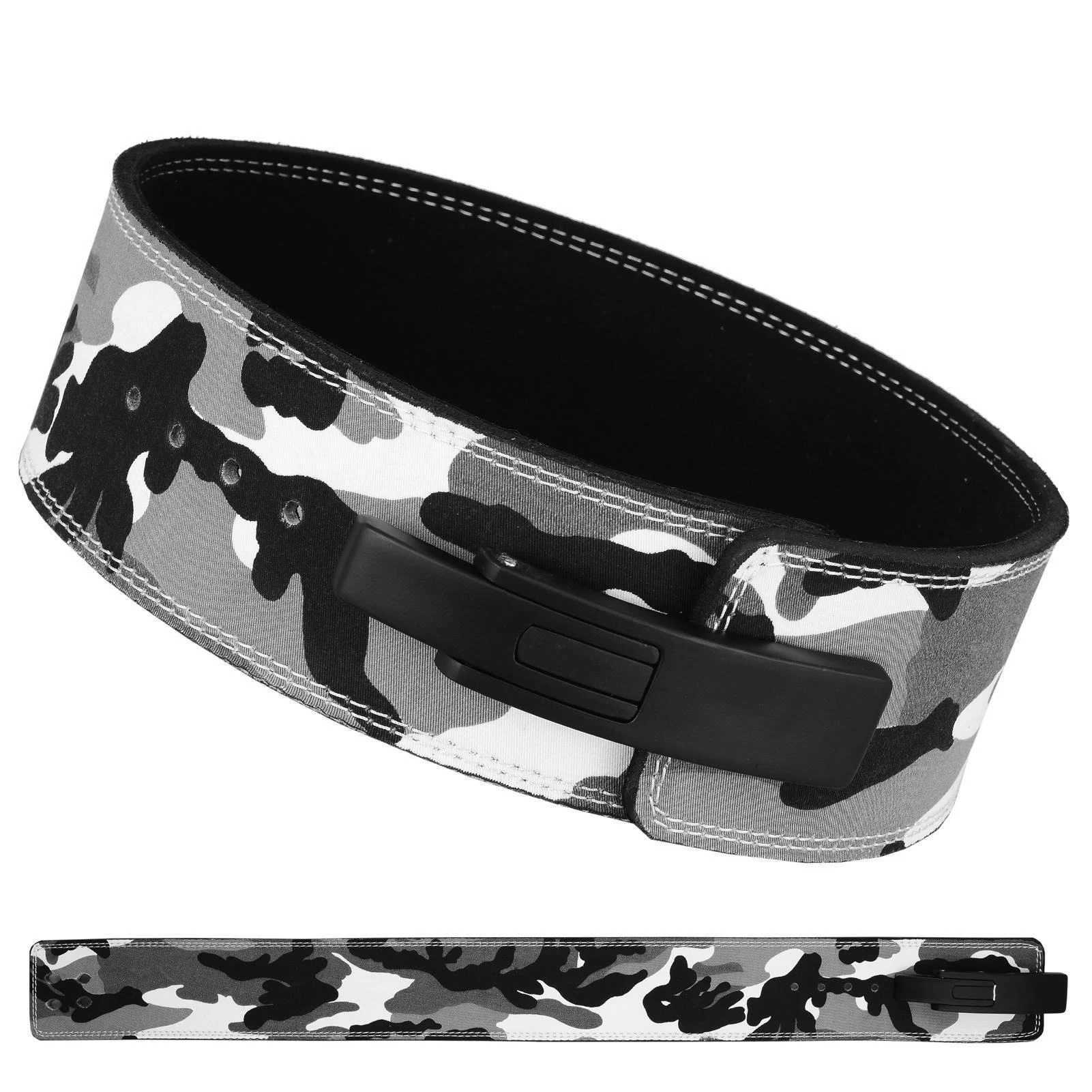 Cheap Men Comfortable Camo Style Powerlifting PU Leather Gym Lever Squat And Dead Lifting Workout Leather Belts