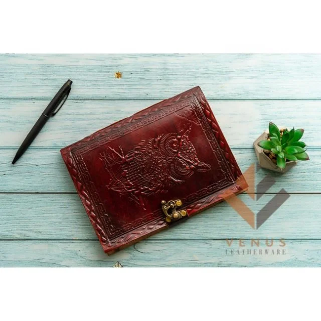 LW Rainbow Owl Vintage Leather Cover 200 Pages Notebook Gift Antique Handmade Diary Notepad Sketch book