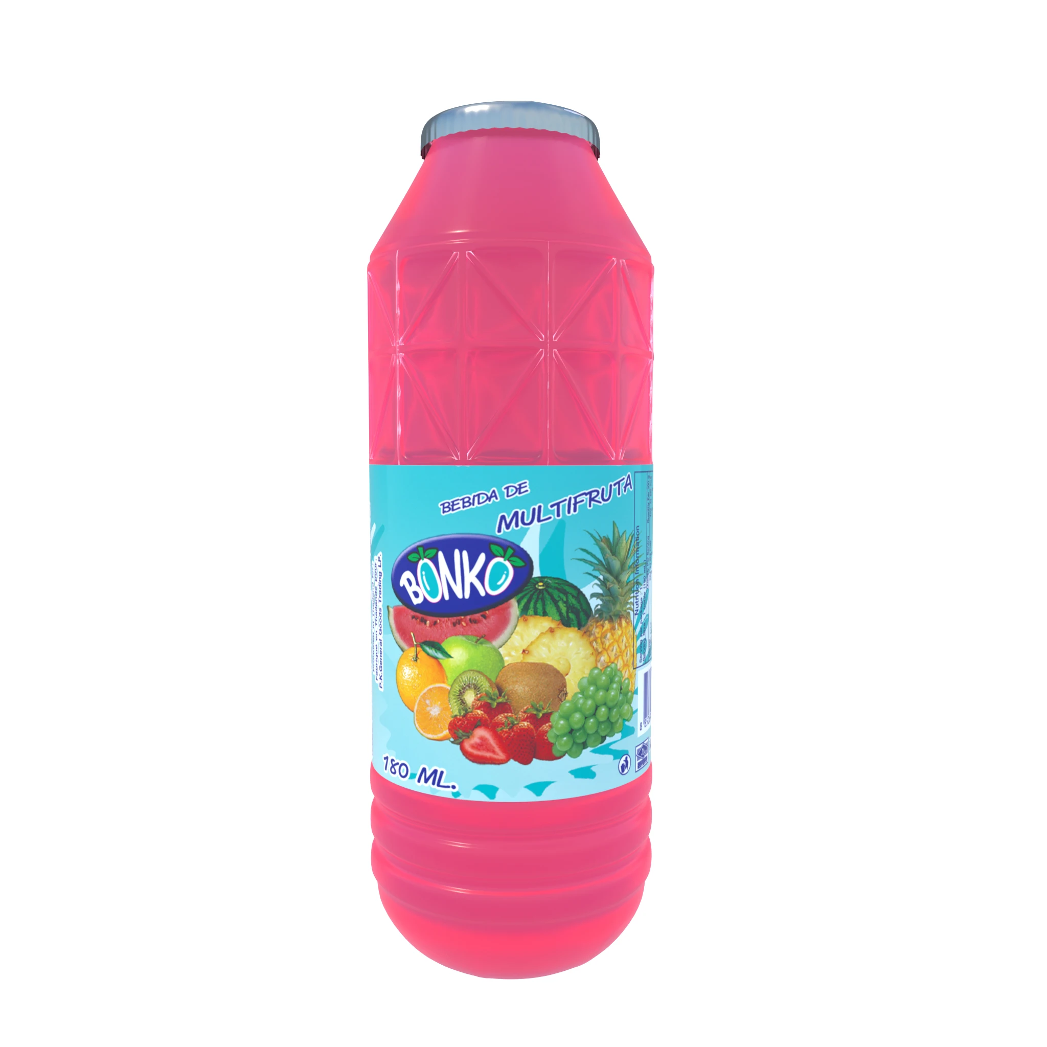 Fruit Drink Juice Multifruit 180ml Plastic bottle BONKO brand. Bottle water beverage , Made in Thailand , product of Thailand