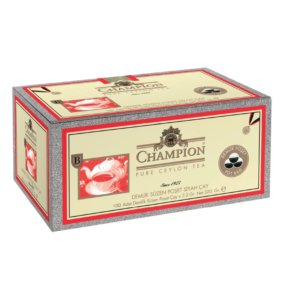 Teapot Bag Black Tea Champion Potbags 100 pcs x 3.2 grams. Packed Tea in Filter Paper. Easy to Brew Tea