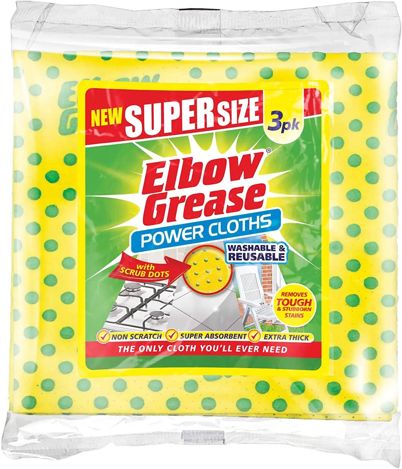 Multi Purpose Cleaning Power Cloth with Scrub Dots Household Cleaning Reusable Extra Large Cloths Kitchen Deep Cleaning Cloth