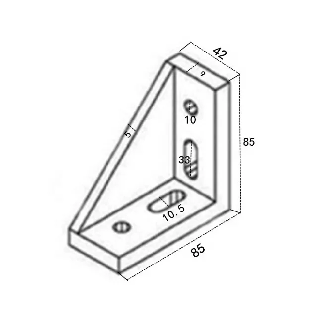 45x90 мм алюминиевый L-образный угловой кронштейн с 4 отверстиями