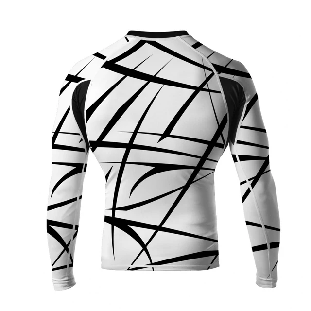 Custom Design compression mma rash guard,mma rash guard,white & black color printed men rash guard