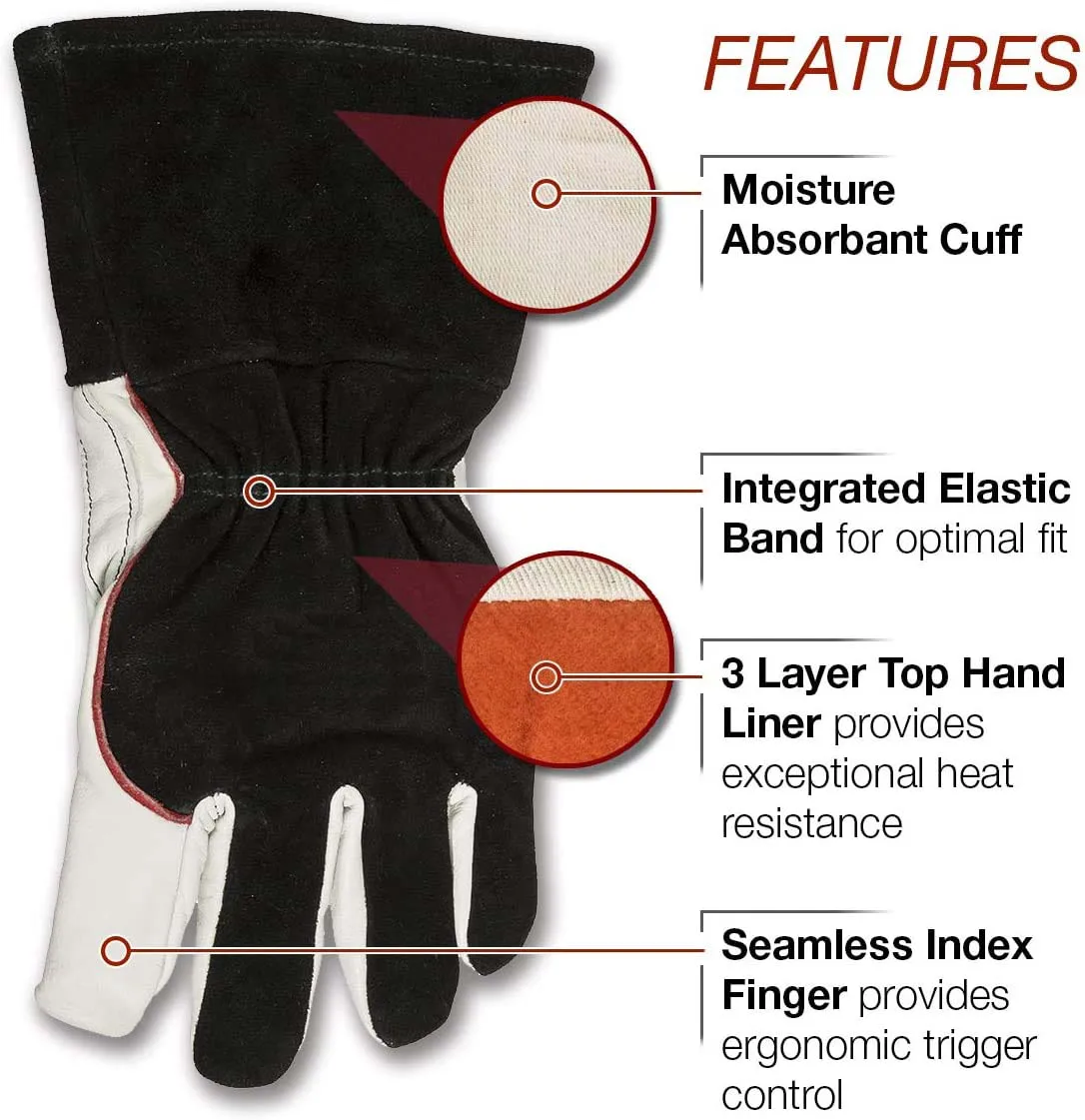  2021 лучший дизайн изготовленные на заказ козья кожа сварочные перчатки TIG/MIG с кевларовым нитком