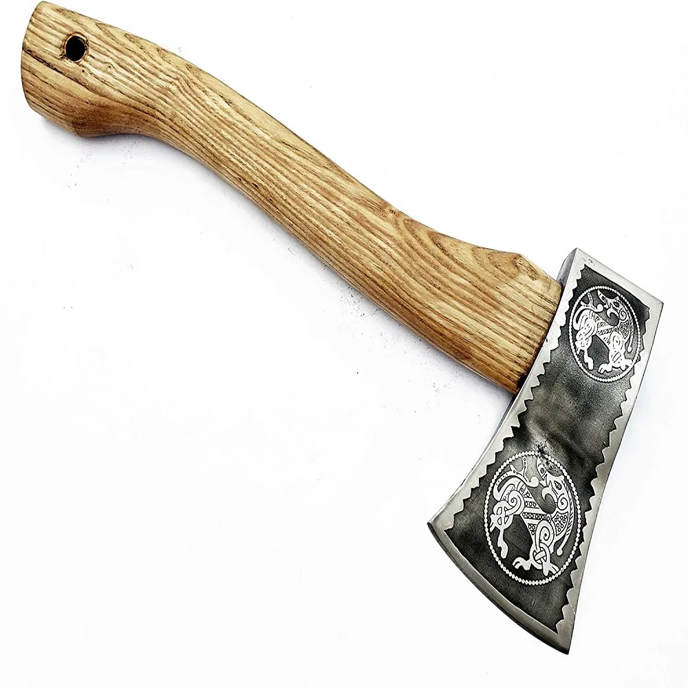 Топор Ручной работы из дамасской стали в стиле викингов топор для кемпинга высококачественный Тактический с кожаным чехлом AX-28