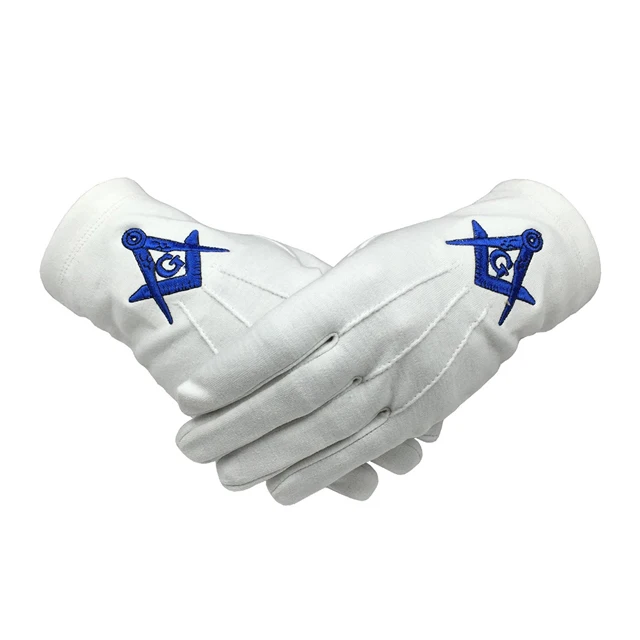 Custom Made Embroidery Logo Masonic Cotton Cheap high quality Gloves