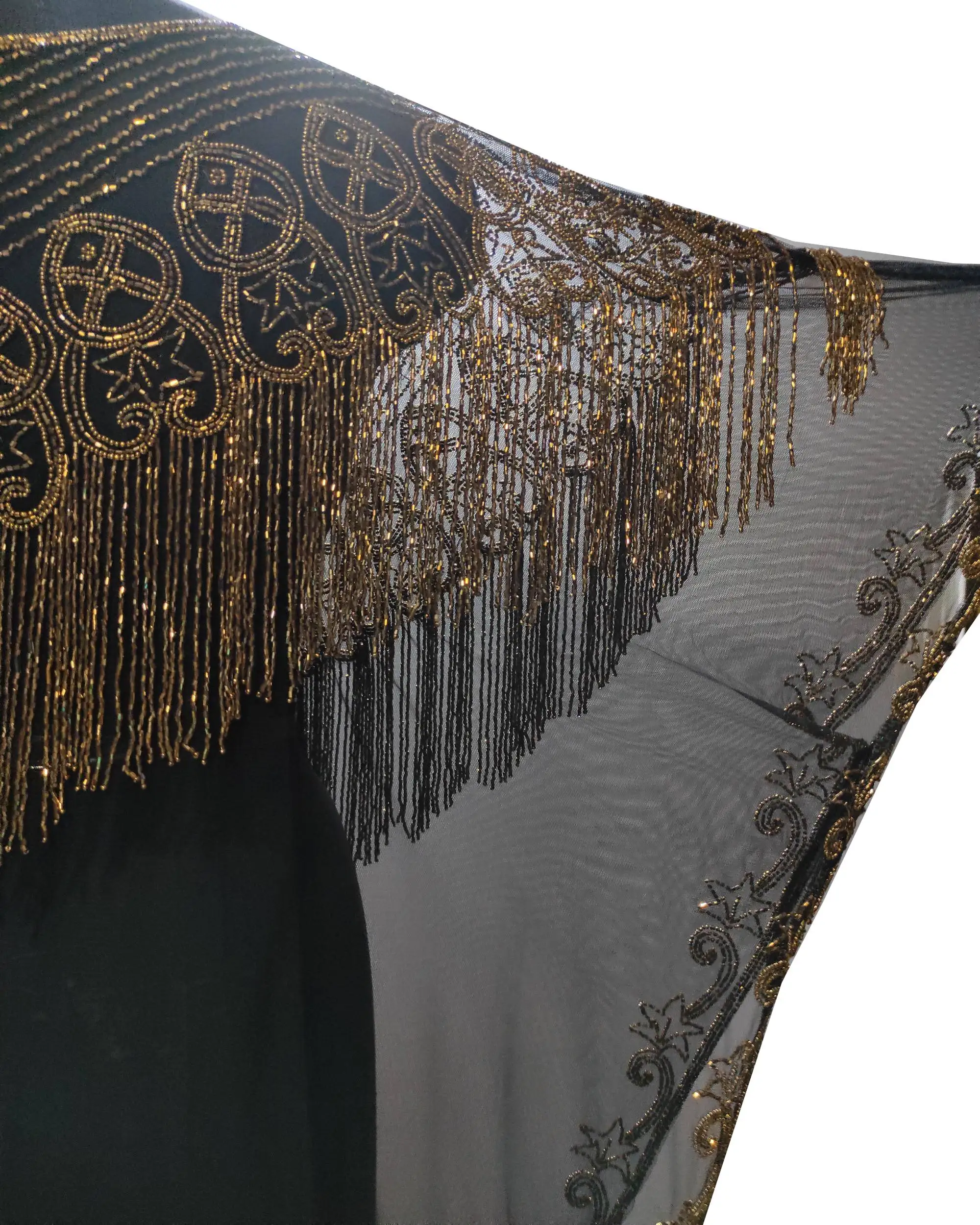 2021summer Partywear/casual womens muslim long kaftan fringes dresses hand Beaded dubai/ african Farasha dress