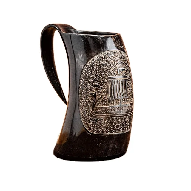Natural Viking Drinking Horn Mug Steins Mugs For Beer Wine Mead Ale Horn Tankard by SHAN INDIA