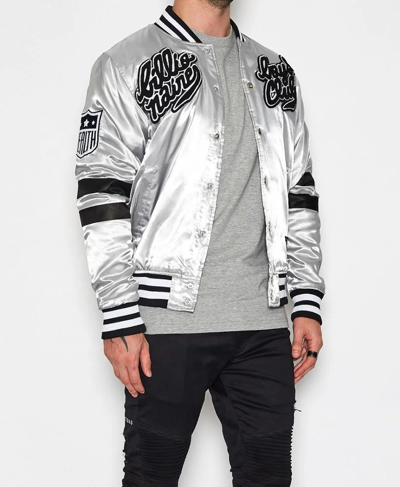 Chenille Embroidery Varsity Jackets / Custom Embroidery patch Baseball Jackets /  satin Bomber Jackets