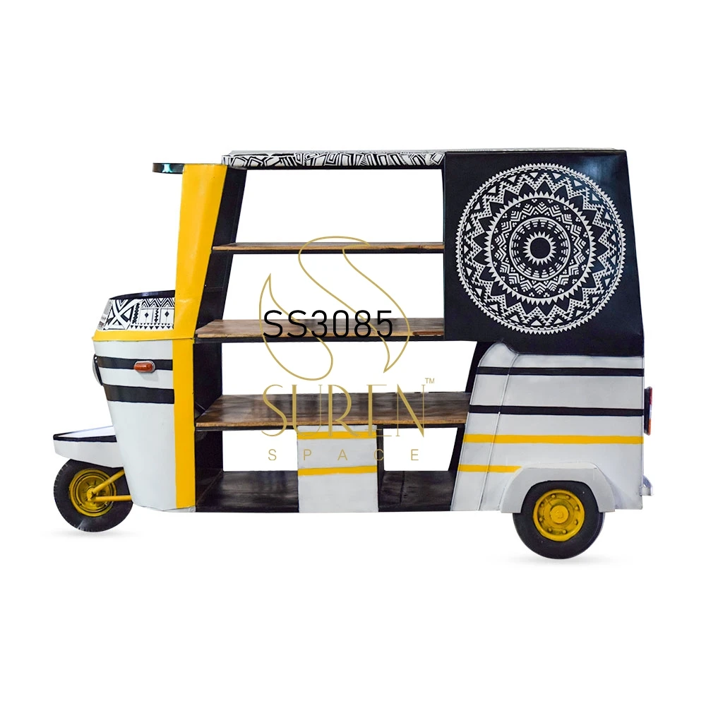 Recycled taxi Style Hotel Restaurant Design Handcrafted Iron Food Wood Counter