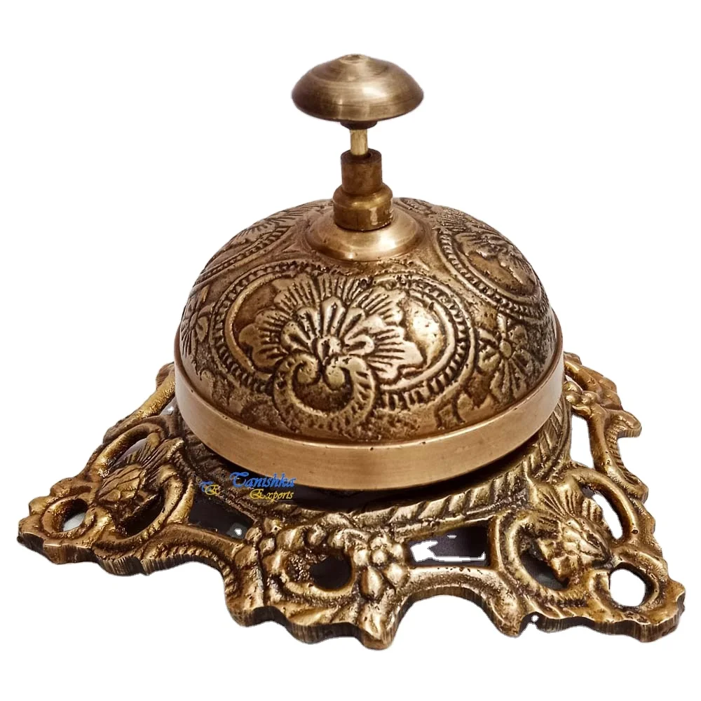 Настольный Латунный Колокольчик декоративный для офиса гостиницы сборный однотонный с цветочным узором дизайнерский