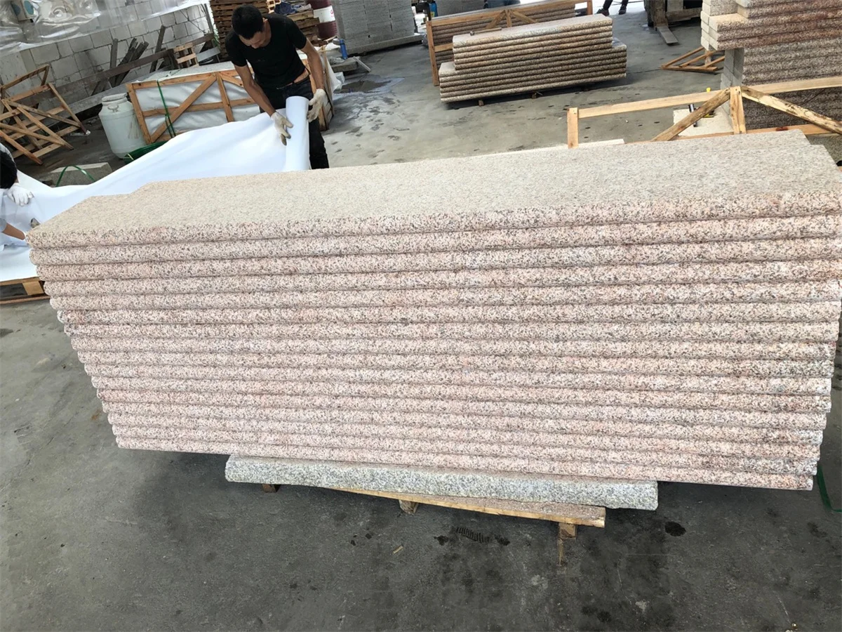 Factory Price Flamed Exterior Anti-slip Granite Treads  Sunset Gold G682 Outdoor Granite Treads