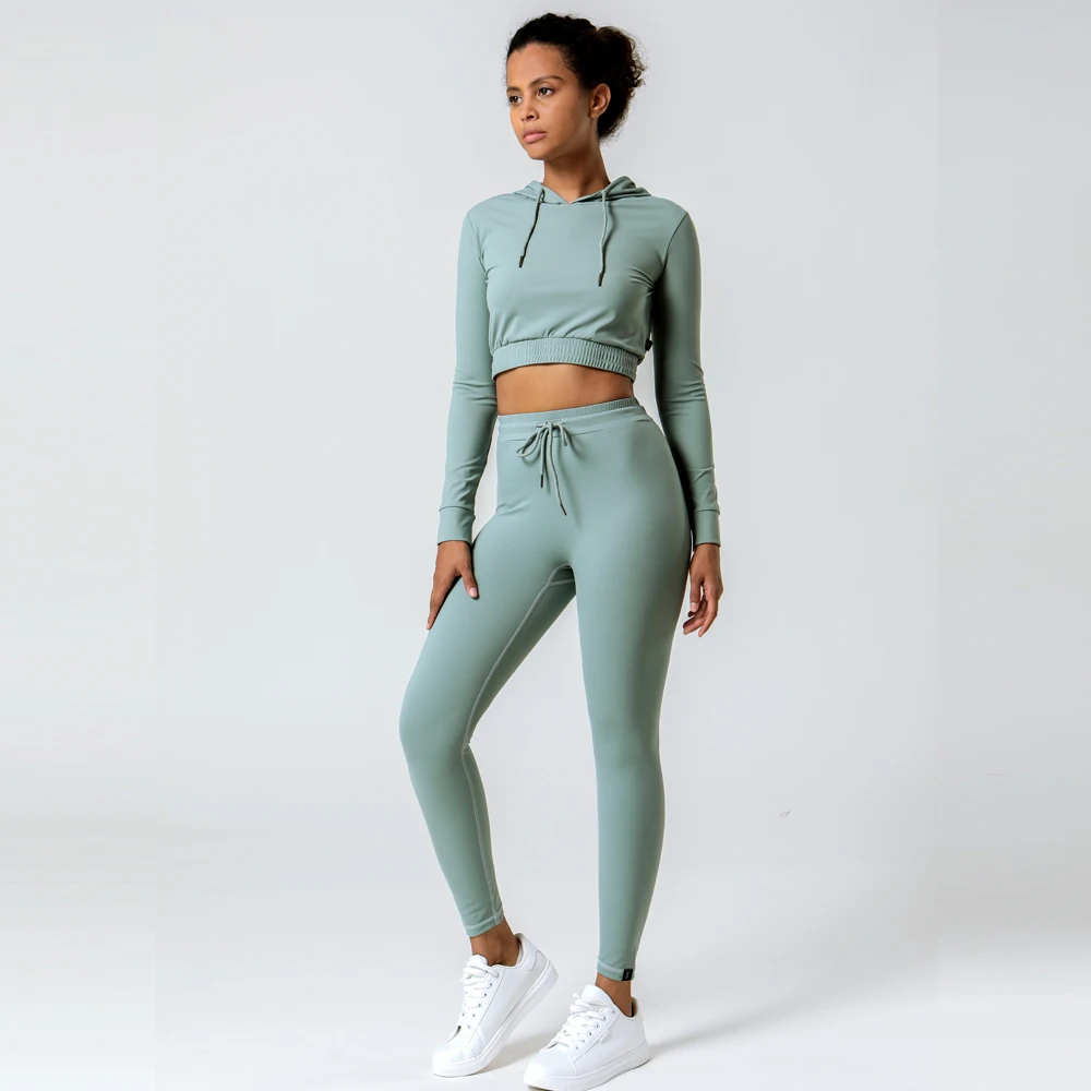 2021 Wholesale Nylon Spandex Long Sleeve 2 Piece Women Sports Sportswear Fitness & Yoga Wear Gym Fitness Sets