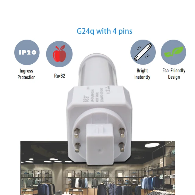 
LED G24q GX24q lamp base Electronic ballast / ECG compatible plc pl light bulb 270 degree directly replace 10W 
