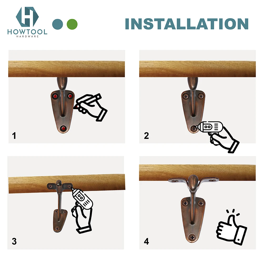 Handrail Bracket Extended Arm House Wood Stair Hardware Brackets Wall Mounted Staircase in Brushed Nickel