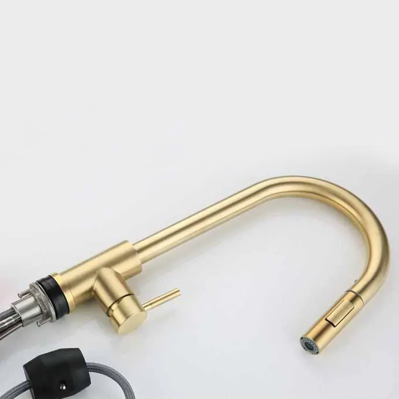 Brushed Nickel Kitchen Faucet Single Hole Pull Out Spout Kitchen Sink Mixer Tap Stream Sprayer Head Chrome