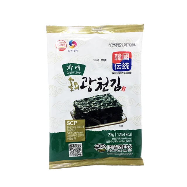 Корейская жареная и приправленная мойка solmy (Shushi Nori), Снэк из морских водорослей, вкус морского салата, полный размер 20 г, 5 листов