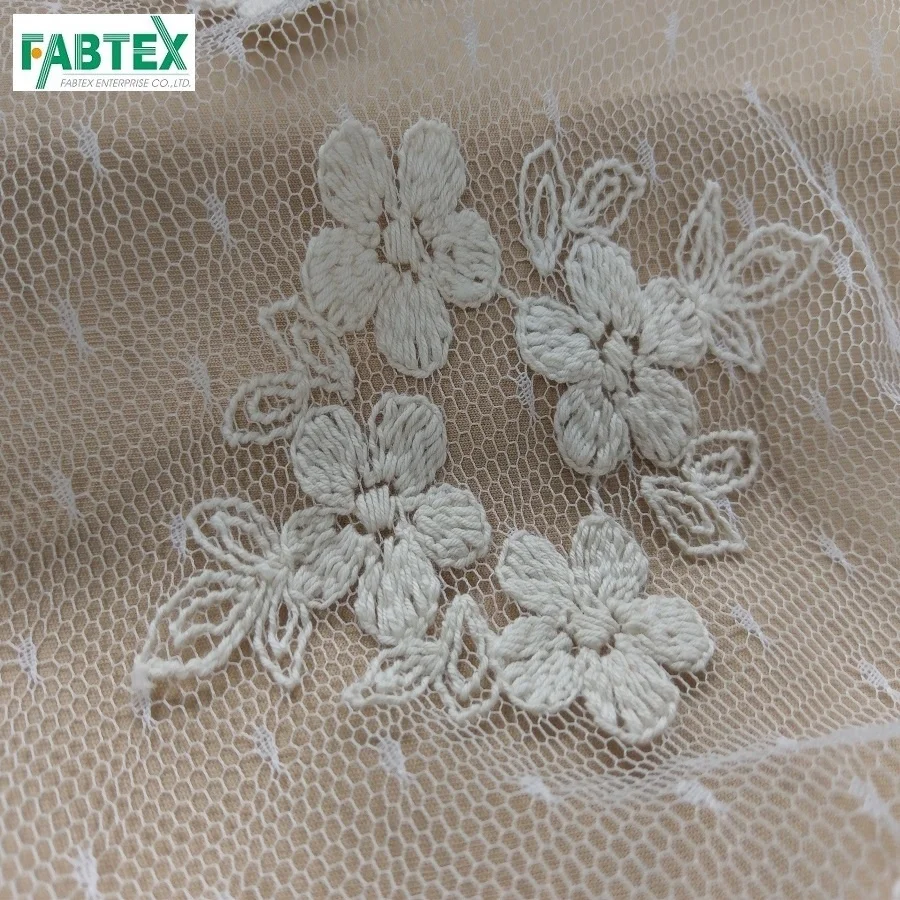 
Nylon flower mesh lace embroidery lace trim dot mesh for skirt dress kid wear #014418A 
