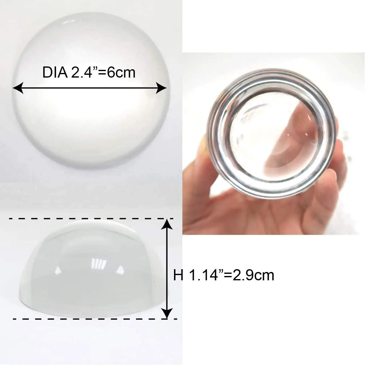 2.4 Inch Magnifying Glass Dome Paperweight Photography Decoration 5X Optical Magnifier Reading Aid for Reading Blueprints Maps