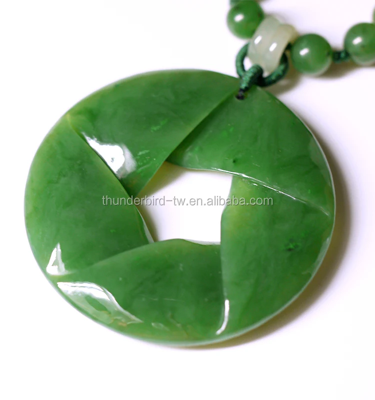Top quality jewelry  Ribbon Natural Genuine Green Jade Beads Necklace