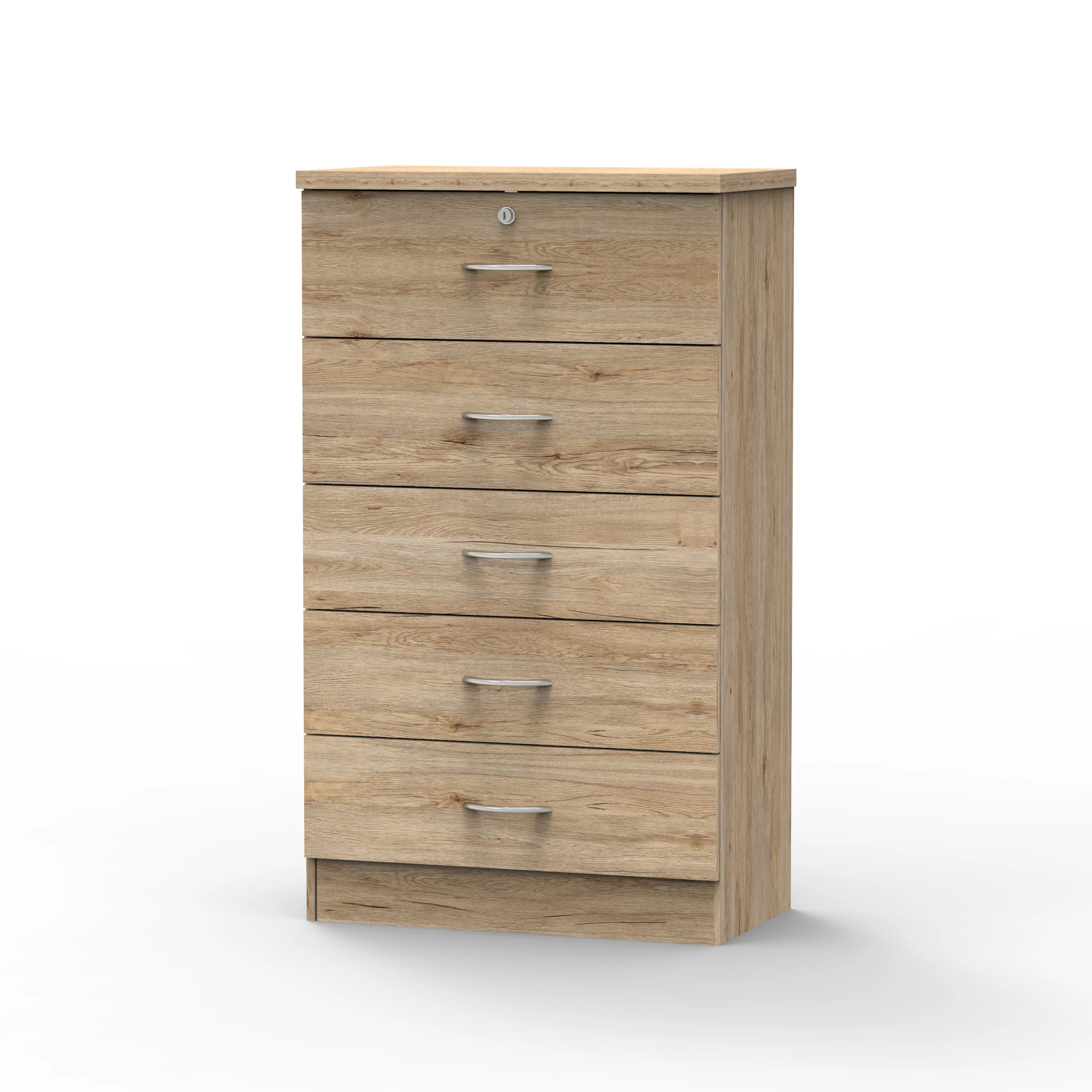 5-Drawer Chest of Drawers for Bedroom Living Room Kids Made in Malaysia Wood Top Cabinet With Lock 1437