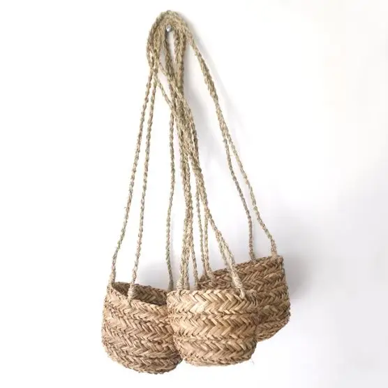 Eco-friendly Seagrass Plant Pot Hanging Basket Cheap Price Popular Natural Handmade in Vietnam Home Garden Decoration CLASSIC