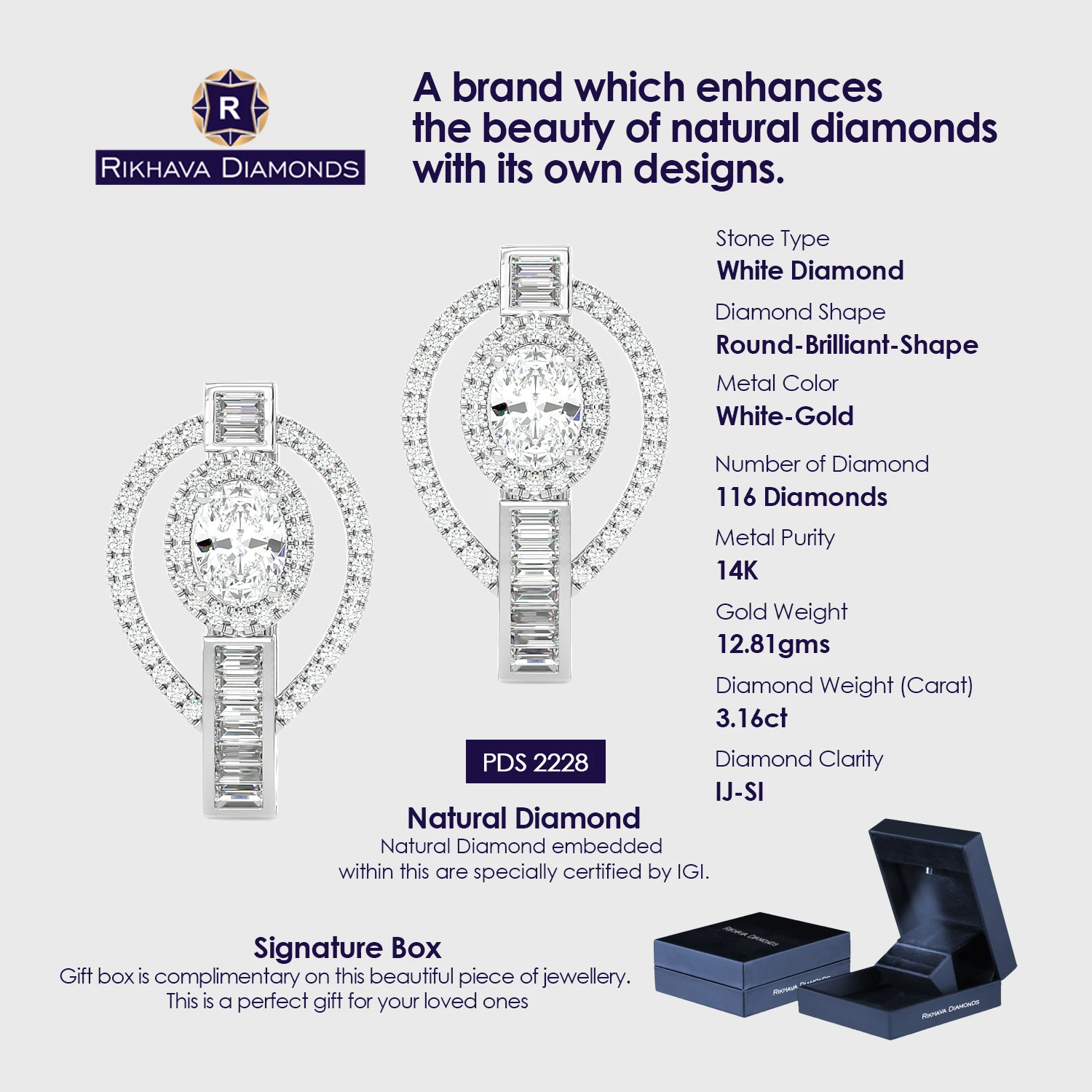 High Quality Antique Gold Round Pure 14K White Gold Diamond Earrings For Women Buy At Good Price