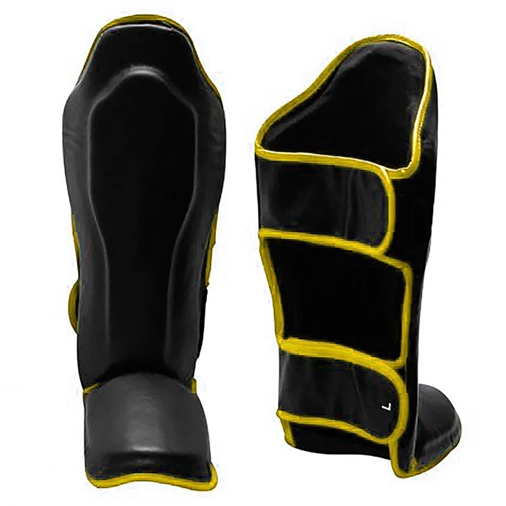 High Quality Leather Pro Gel Shin Instep Pads MMA Leg Foot Guards Muay Thai Kick Boxing Top Quality Shin Guards