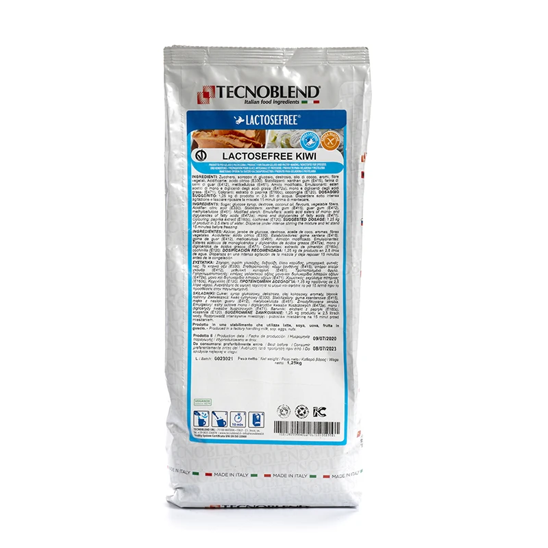 Made in Italy LACTOSEFREE and VEGAN fruit tastes with pieces LACTOSEFREE KIWI - 1,25 kg Sachet