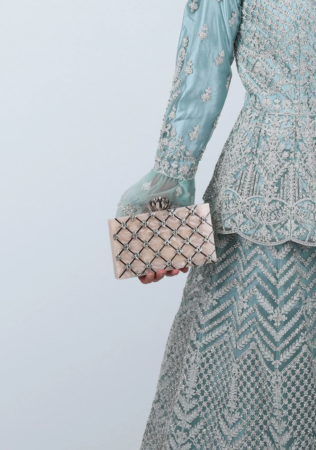 High quality good price resin made Blue color handmade clutch Purse beg for ladies