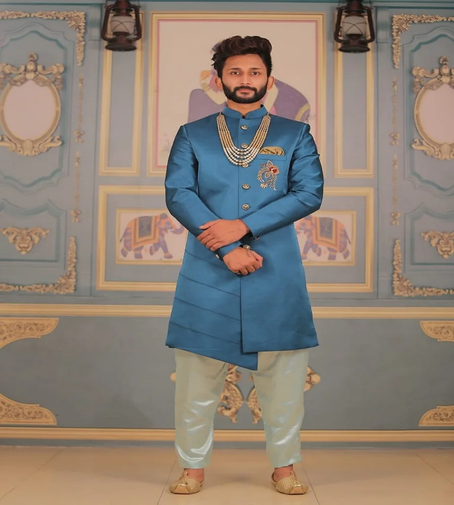 
Indian dress solid color sherwani indowestern for men party wear achakan jodhpuri rajasthani designer royal traditional suit 