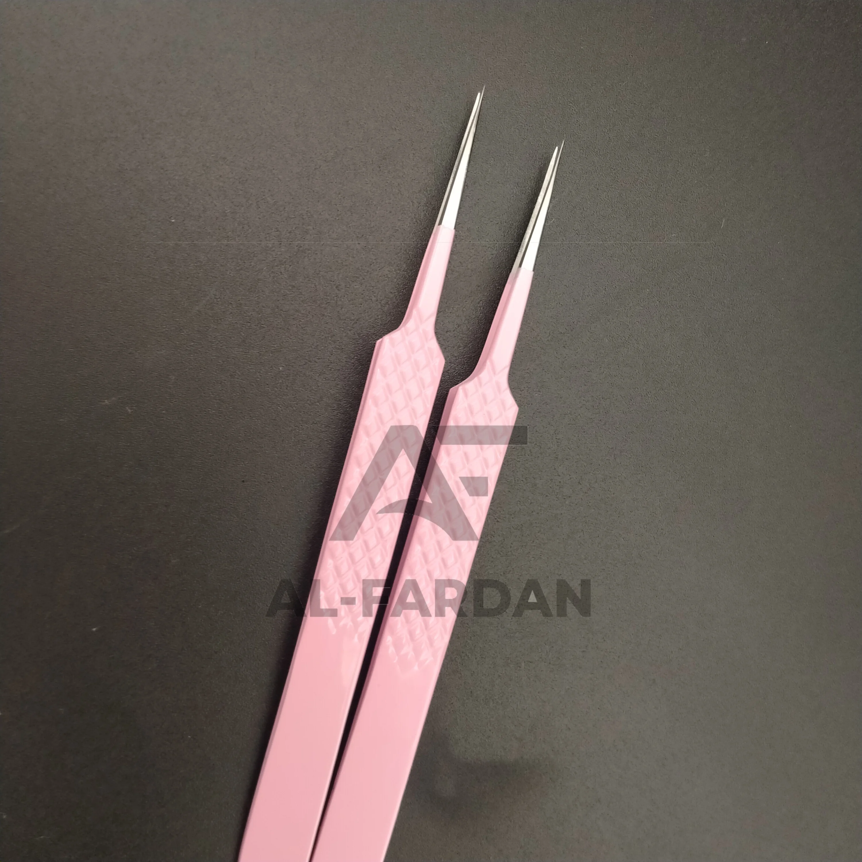 Baby Pink Color Straight Pointed Silver Tip Tweezers For Lash Extension Diamond Print Stainless Steel Fiber Grip Eyelash Tweezer