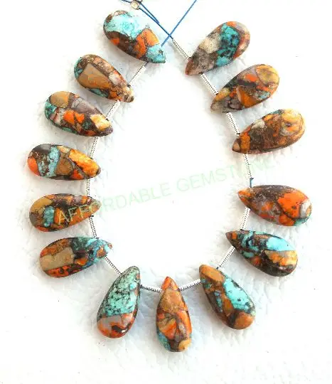 Oyster copper turquoise pear shape stone high quality stones top drilled gemstone cabochon gemstones loose pendant jewelry gems