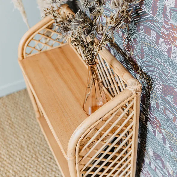 Винтажная книжная полка из ротанга книжный шкаф