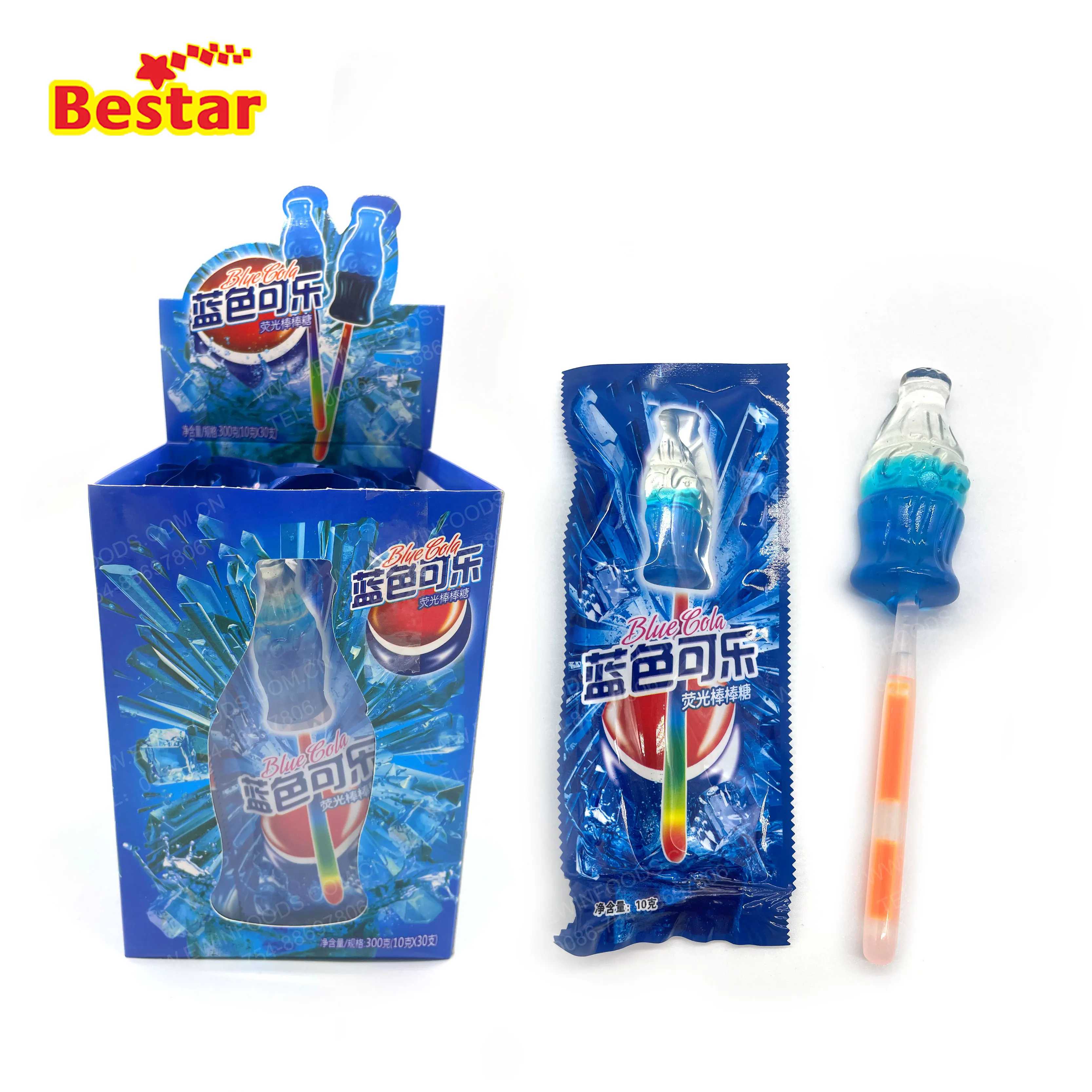 
Hot selling blue cola flavored light lollipop hard candy snacks of kid 